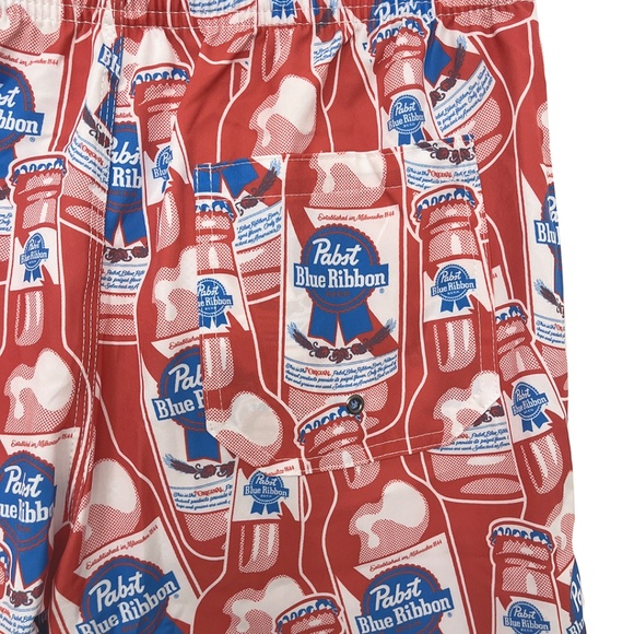 NWOT Pabst Blue Ribbon Beer Swim Trunks 6.5” Inseam Men’s Medium - Picture 4 of 8